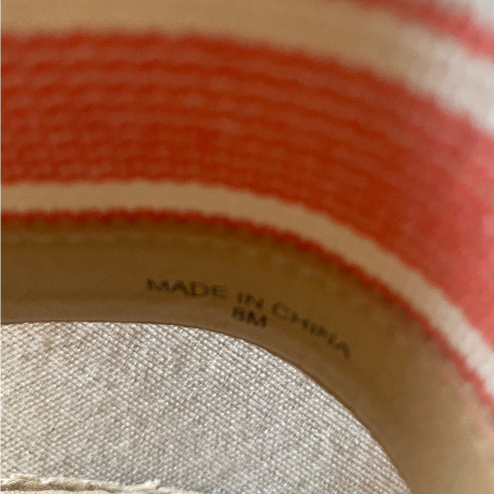 Talbots sandals with jute footbed, coral stripe pattern Size 8M - Picture 4 of 4